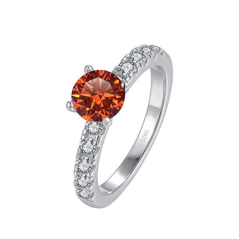 Bague Ringen Женское кольцо с муассанитом и бриллиантом цвета D, 1 карат, свадебное ювелирное изделие из стерлингового серебра 925 пробы, классический дизайн с четырьмя когтями, подарок