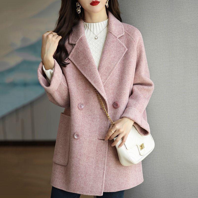 Loose Leisure Style Women Wool Coat Double Breasted Casacos Feminino Cashmere Clothes