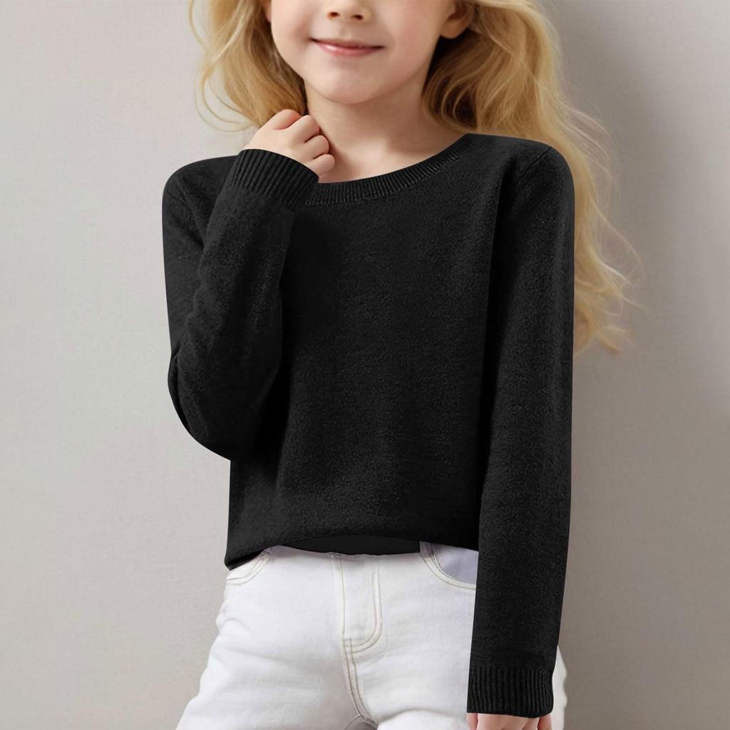 Girls Long Sleeve Round Neck Knit Pullover Jumper Tops Spring Base Layer Top Thermal Undershirt Youth Underwear 8-16Years