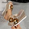 Fashion Women Flower Decor Wedge Sandals Sequins Rhinestone Slip On Open Toe Platform Sandalias Ladies Summer Footwear Sandals Size34 41