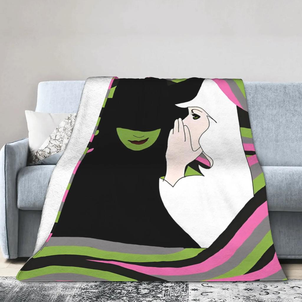Elphaba Glinda Wicked Movie Warm Plush Throw Blanket for Kids and Adults Flannel Couch Bedspread Sofa Cover