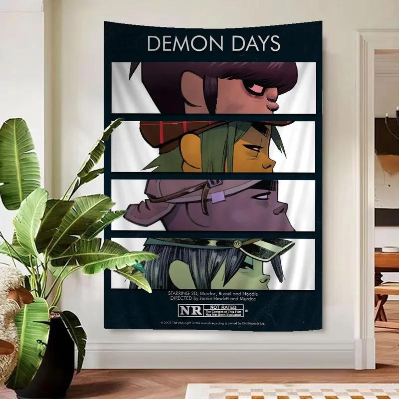 VIKAMA Creative Animation Tapestry Four Panel Character Design Print For Bedroom Wall Decoration Tapestry Room Decoration