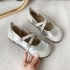 Women's Flat Shoes Autumn New Frosted Splicing Round Head Shallow Mouth Butterfly Knot Single Shoes