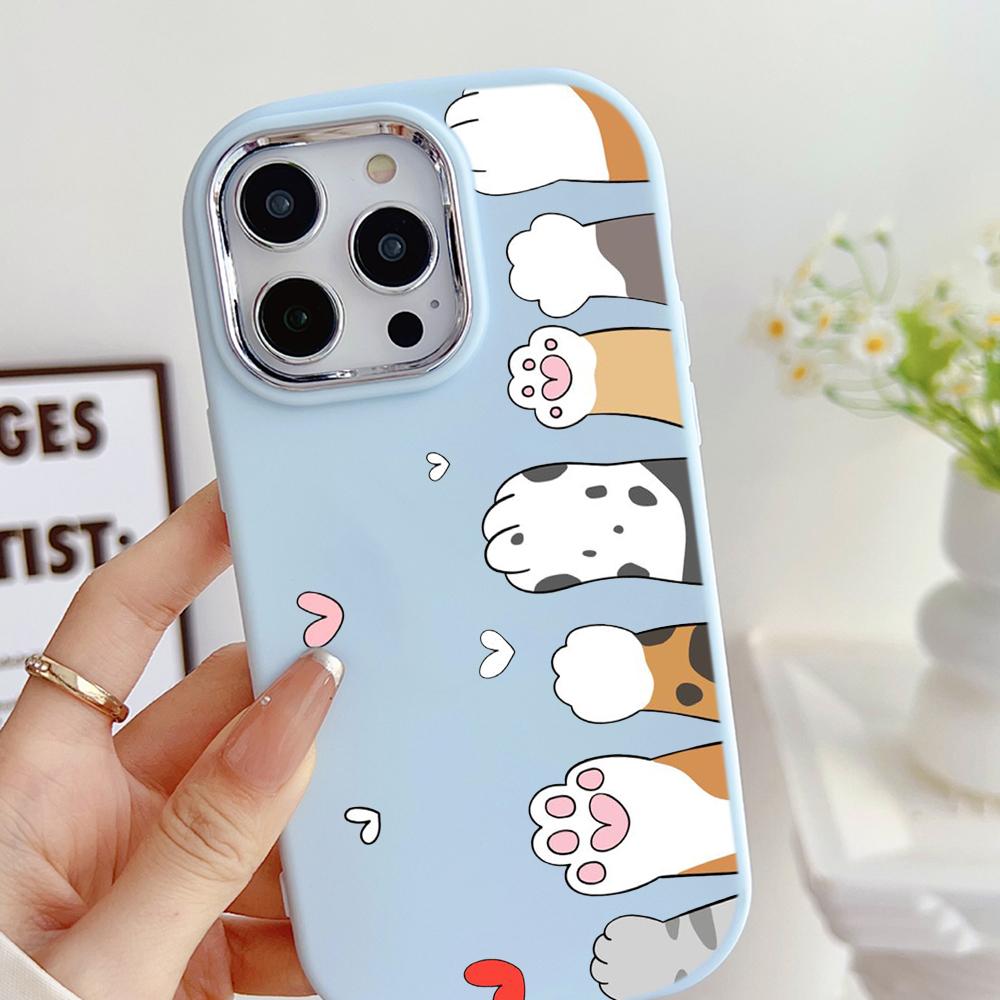 LZ9 мультяшный кот милый художественный дизайн мягкий чехол для телефона Samsung S24 Ultra S23 Plus S21 A16 A54 A34 A06 Infinix Hot 40 30i защита объектива противоударный чехол