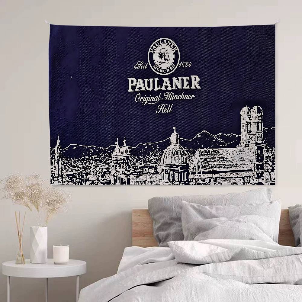 German Beer P-Paulaners Cartoon Tapestry Art Science Fiction Room Home Decor Wall Hanging Sheets