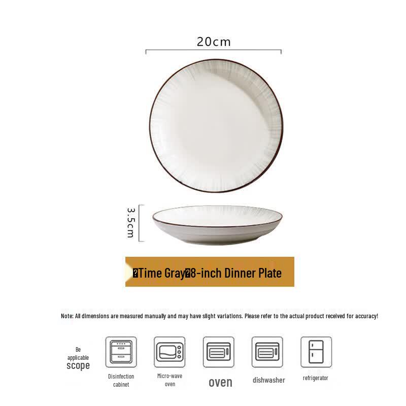Jingdezhen Ceramic 8-inch Dinner Plate Set (5-pack)