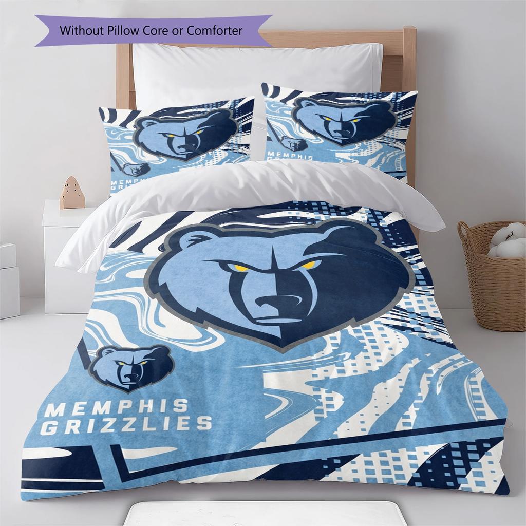 Постельное белье с узором Memphis Grizzlies Комплект Пододеяльник Наволочка Домашний Декор Подарок (1 пододеяльник + 2 наволочки, без наполнителя)