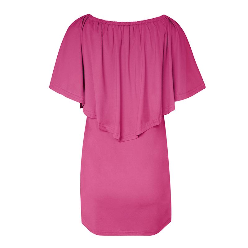 Women Off Shoulder Loose Dress Summer Short Sleeve Tassel Package Hip Short Skirt