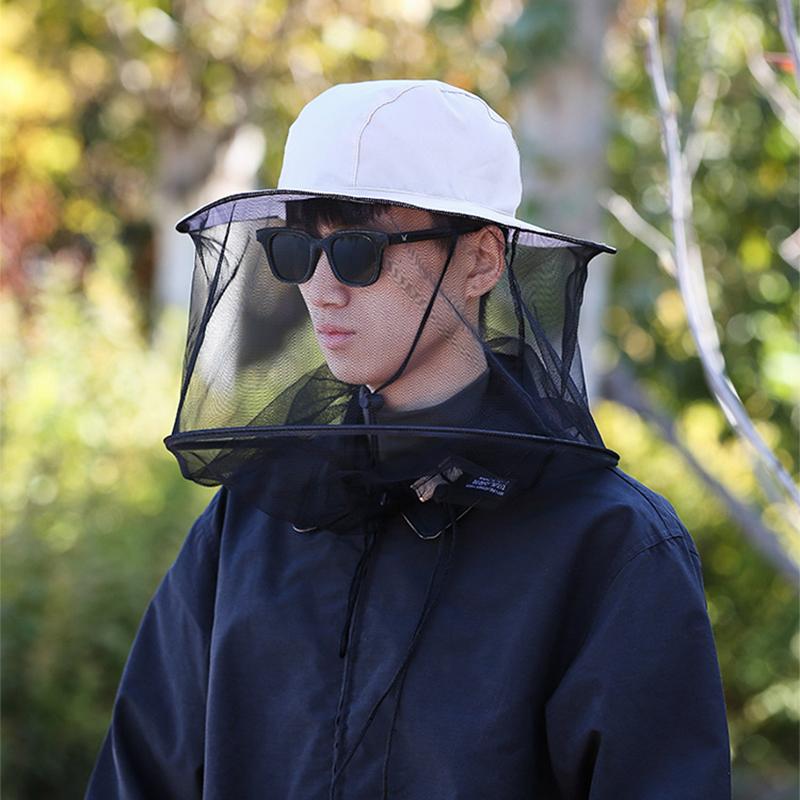 Men Visor Sun Hats Caps Summer Outdoor Breathable Camouflage Insect Anti-mosquito Mesh Accessories