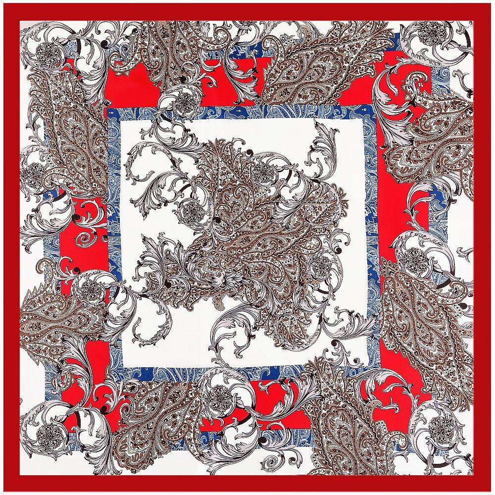 Luxury Four Leaf Clover Flower Headband Hijab Bandana Women Satin Silk Scarf Shawl Foulards Femme Square Scarves Wraps 90*90CM