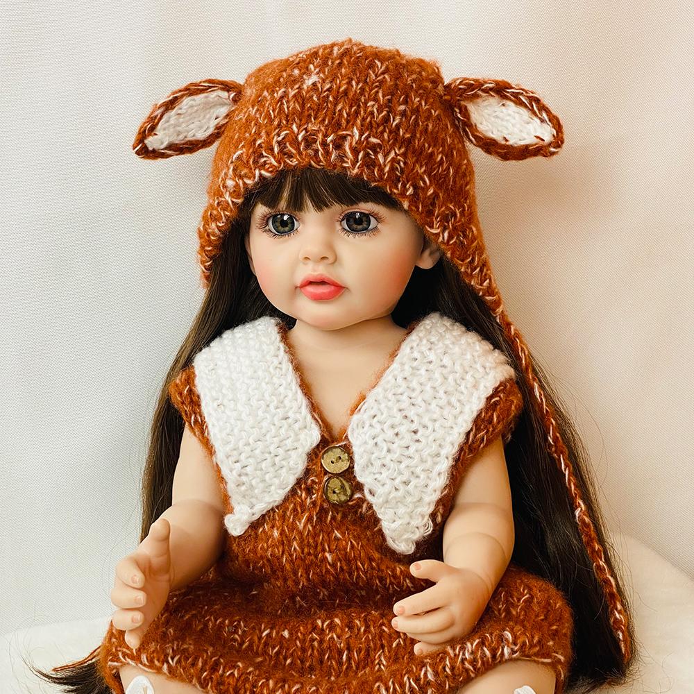 55 см кукла реборн, силиконовая водонепроницаемая кукла всего тела для маленьких девочек, принцесса, реалистичная мягкая сенсорная игрушка для детей