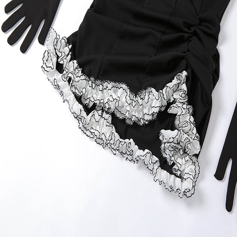 Женское летнее короткое женское тонкое вечерние мини-платье без бретелек со съедобным деревом, грибком и вырезом на шее