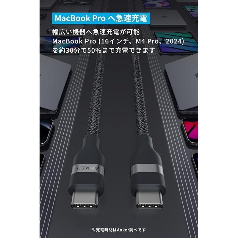 Anker USB-C и кабель (0,9 м, 240 Вт, сверхпрочный нейлон) USB PD совместимый MacBook Pro iPhone Galaxy iPad Pro/Air Различные поддержки черный