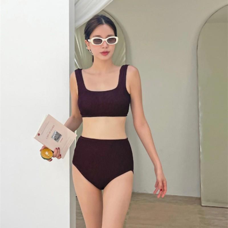 New split sexy swimsuit women cover their bellies and look thin, small breasts gather conservative bikini hot spring swimsuit