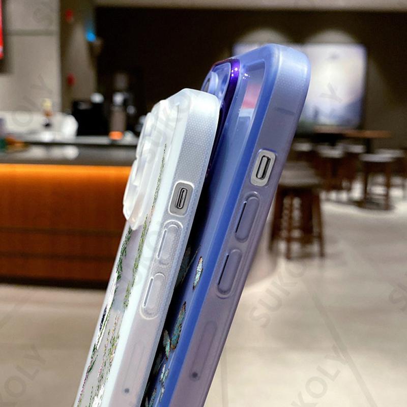 Для iPhone 12 13 14 15 Pro Max чехол с рисунком бабочки противоударный силиконовый прозрачный чехол для телефона для iPhone 15 14 13 Pro 12 11