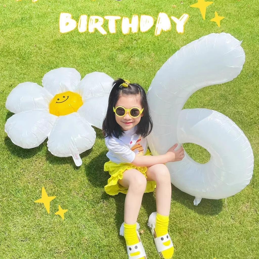 Ветер 32-дюймовый белый алюминиевый пленочный цифровой шар, оформление сцены для вечеринки на открытом воздухе в честь первого дня рождения, фото