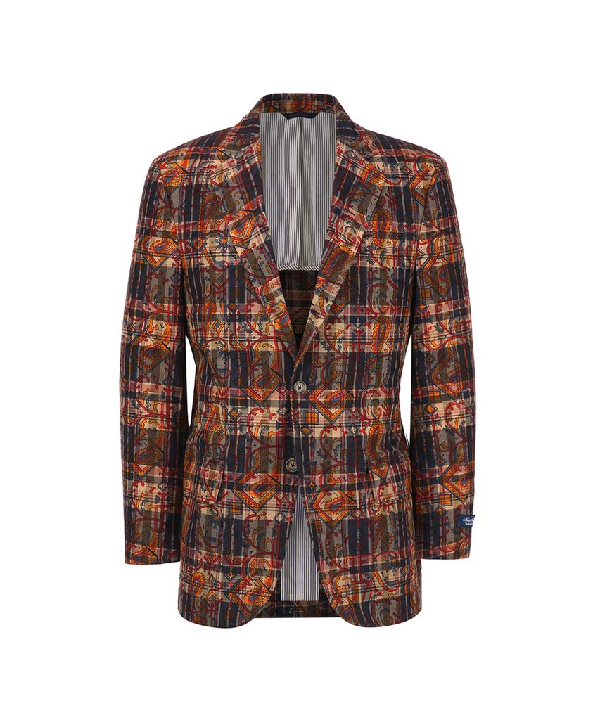 Brooks Brothers Traditional Fit Madras Print 3-Button Jacket (Brown) (Bbjsmm13624Es)