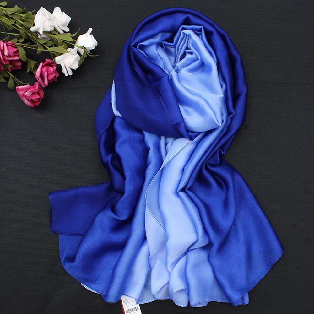 190*110cm Women Chiffon Scarf Gradient Color Protection Spring Summer Multicolor Printed Shawl Poncho Beach Luxury Ladies Retro