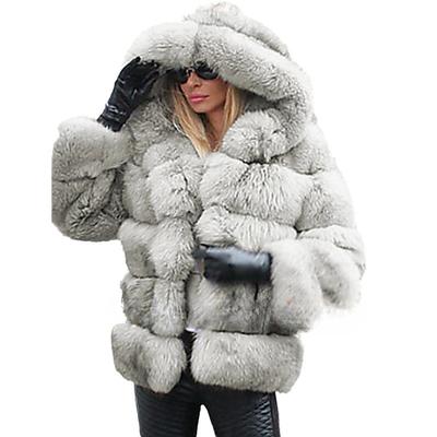 Новая куртка средней и длинной длины, женская одежда, повседневная, теплая, с капюшоном, меховая куртка