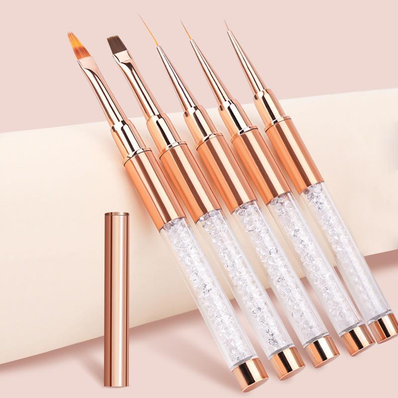 Top-Selling White Handle Rose Gold Ferrule Nail Art Brush with Daisy Phototherapy Carving Tip