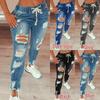 2023 High Waist Ripped Lace-up Women's Jeans - Elastic Waist, Small Leg, Long Pants