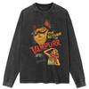 Streetwear Vampurr Graphic Washed Black T-Shirt Cotton Unisex Tops Tees Plus Size Long Sleeves T Shirt