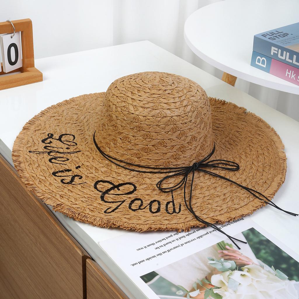 European and American fashion big-brimmed straw hat women's seaside vacation women's beach hat sun protection woven straw hat sun hat