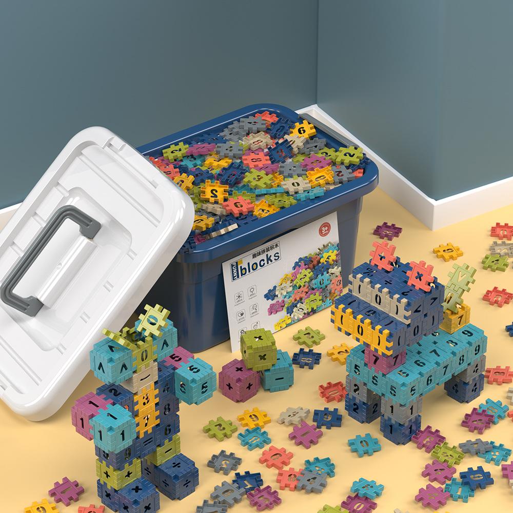 Алфавитный пазл Квадратный строительный блок Пластиковый пазл Дошкольные когнитивные игрушки