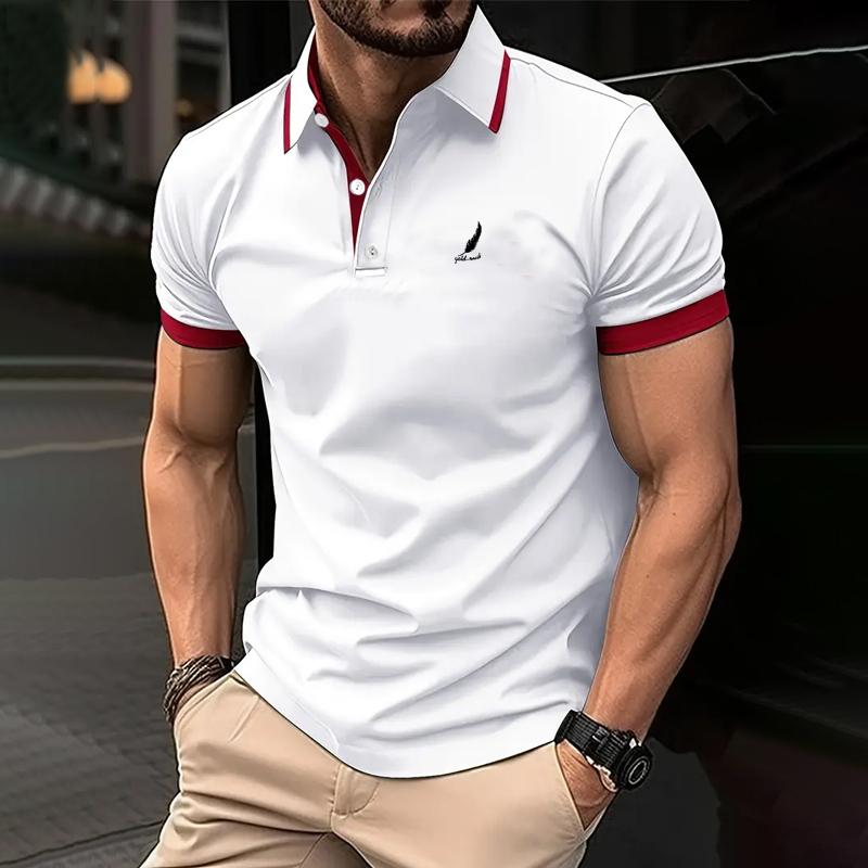 Men Clothes Summer Fashion Short Sleeve Sport Turn Down Collar Polo Shirt Men Business Casual Sport Polo Shirt