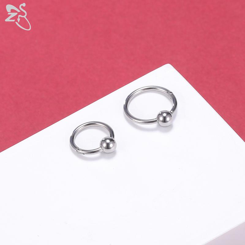 ZS 1 PC Round 316L Stainless Steel Nose Ring Men 16G Septum Clicker 8MM/10MM Punk Rock Ear Helix Septum Rings Piercing Jewelry