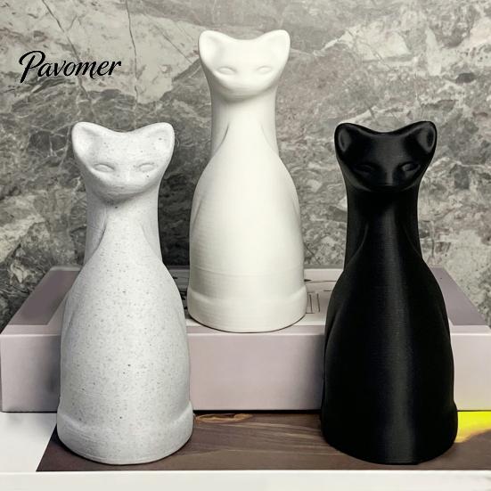 Домашний декор в скандинавском стиле, 3D-печатная фигурка кошки, минималистичный геометрический дизайн, цельная черная, белая, серая фигурка, прочная скульптура, для офиса