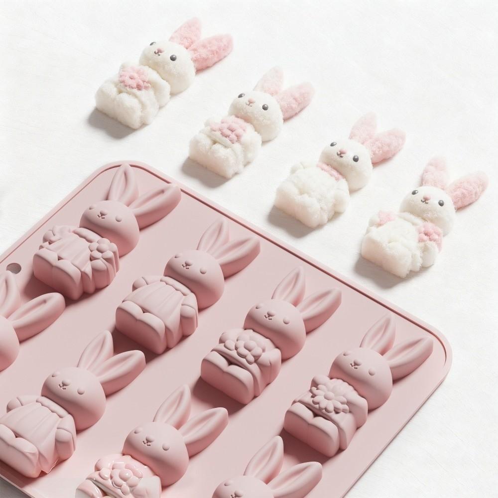 Handmade 8 Grids Easter Bunny Molds Non-Stick Food Grade Cake Baking Mold Flexible Silicone Chocolate Molds Holiday Baking