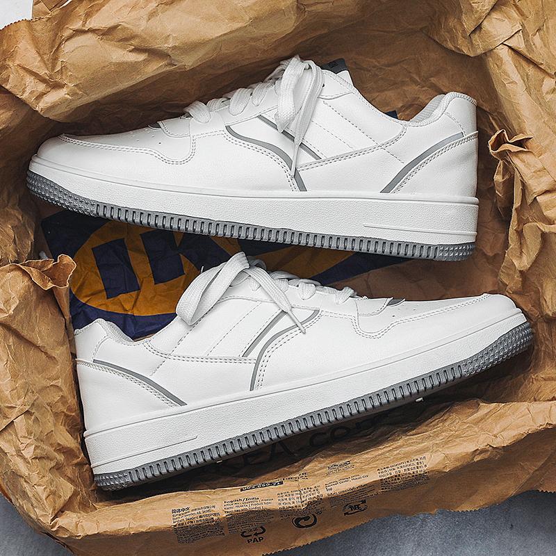 Новые кожаные мужские спортивные туфли Белые туфли на платформе Мужские спортивные туфли Мужские вулканизированные спортивные туфли Повседневные мужские спортивные туфли