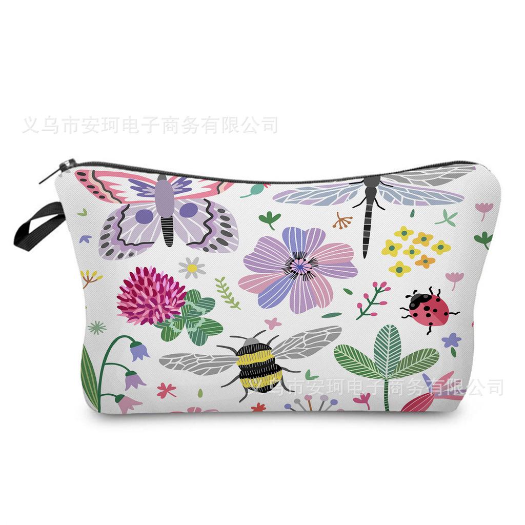 Женская косметичка с цветочным принтом Органайзер для туалетных принадлежностей Дорожный чехол для хранения 6662