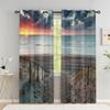 Beach Scenery Series Sunshade Curtains Deluxe Living Room Bedroom Home Decoration Sunset Beach Thin Curtains