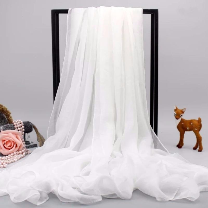 Elegant Red Chiffon Scarf for Women, Infinite Summer Scarf with Tassels