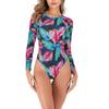 Long Sleeve Printed One Piece Swimsuit Women Surfing Suit Bathing Swimming Suits Backless Swimwear