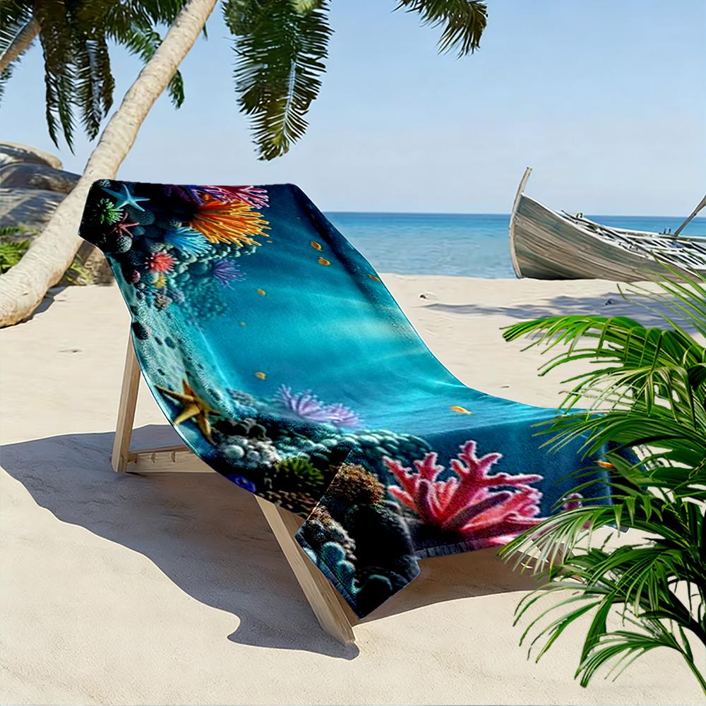 Colorful Coral Reef and Ocean Scenery Beach towel quick-drying for travel outdoor sports jogging beach and swimming