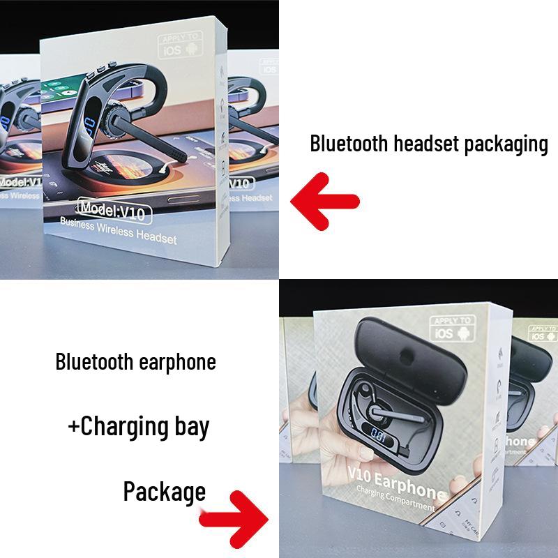Bluetooth-клипсы для ушей V10 с шумоподавлением, длительным временем работы от аккумулятора и цифровым дисплеем