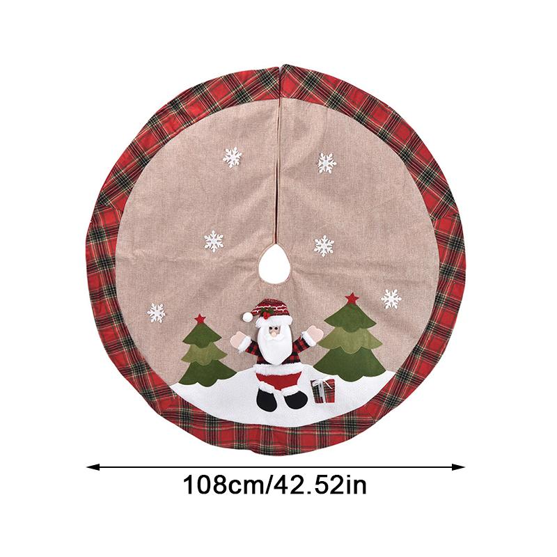 1PC With Snowman and Santa Claus Print Home Linen Cloth New Year Tree Skirt Office Christmas Skirt Party Decorations 108cm