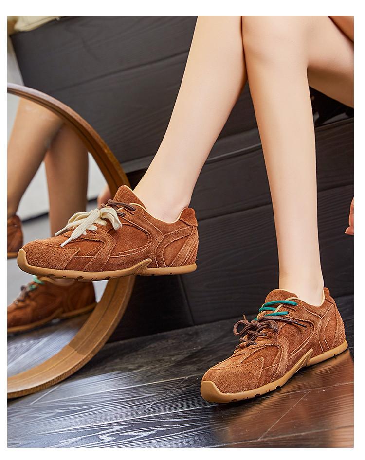 Осенняя новая обувь для женщин из натуральной кожи, повседневная спортивная обувь для девочек, плоская обувь для скейтбординга, модные удобные кроссовки на шнуровке