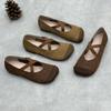 Genuine Leather Women's Shoes Flat Cross-strap Mary Jane Soft Leather Single Shoes