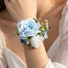 Сине-белая роза Бутоньерка и Браслет-корсаж Искусственный шелковый цветок для Невесты Подружки невесты Жениха Европейский Рустикальный Свадебный Декор