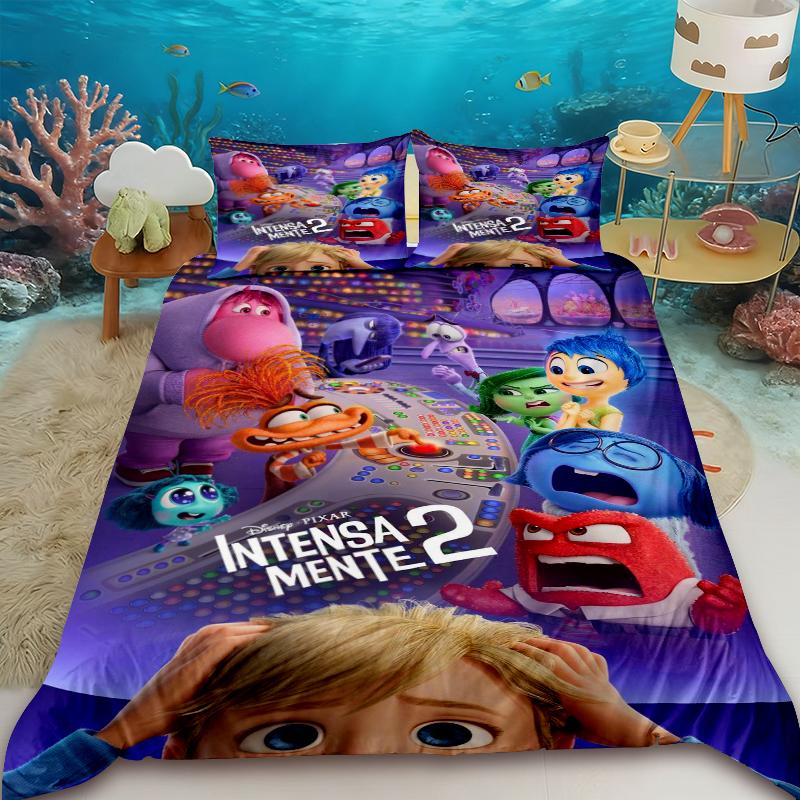 Anime Inside Out Duvet Cover Set Teens Inside Out Bedding Set 1 Quilt Cover with 2 Pillocase Bedroom Children Dormitory Gifts