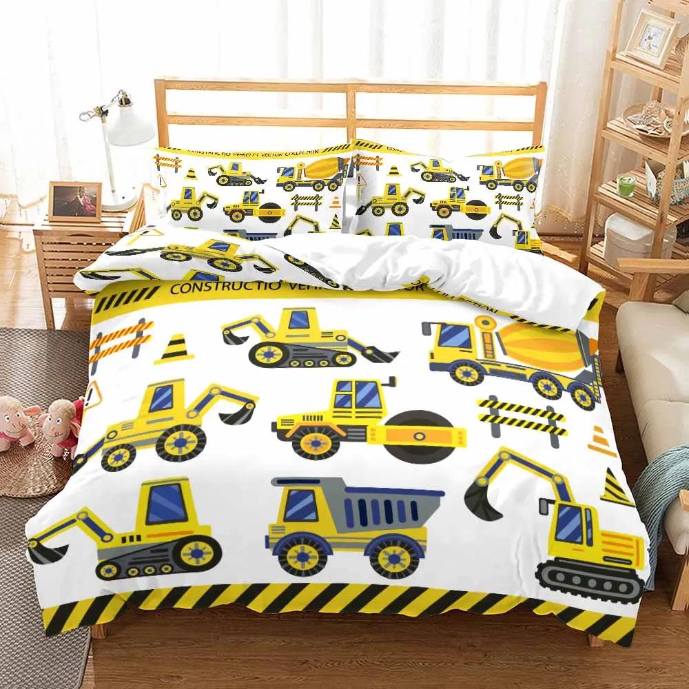 Детский комплект постельного белья Экскаватор Двуспальный Односпальный Размер Постельное белье Для Зимы Милый Мультяшный Комплект Пододеяльников Наволочки 100% Высокое Качество