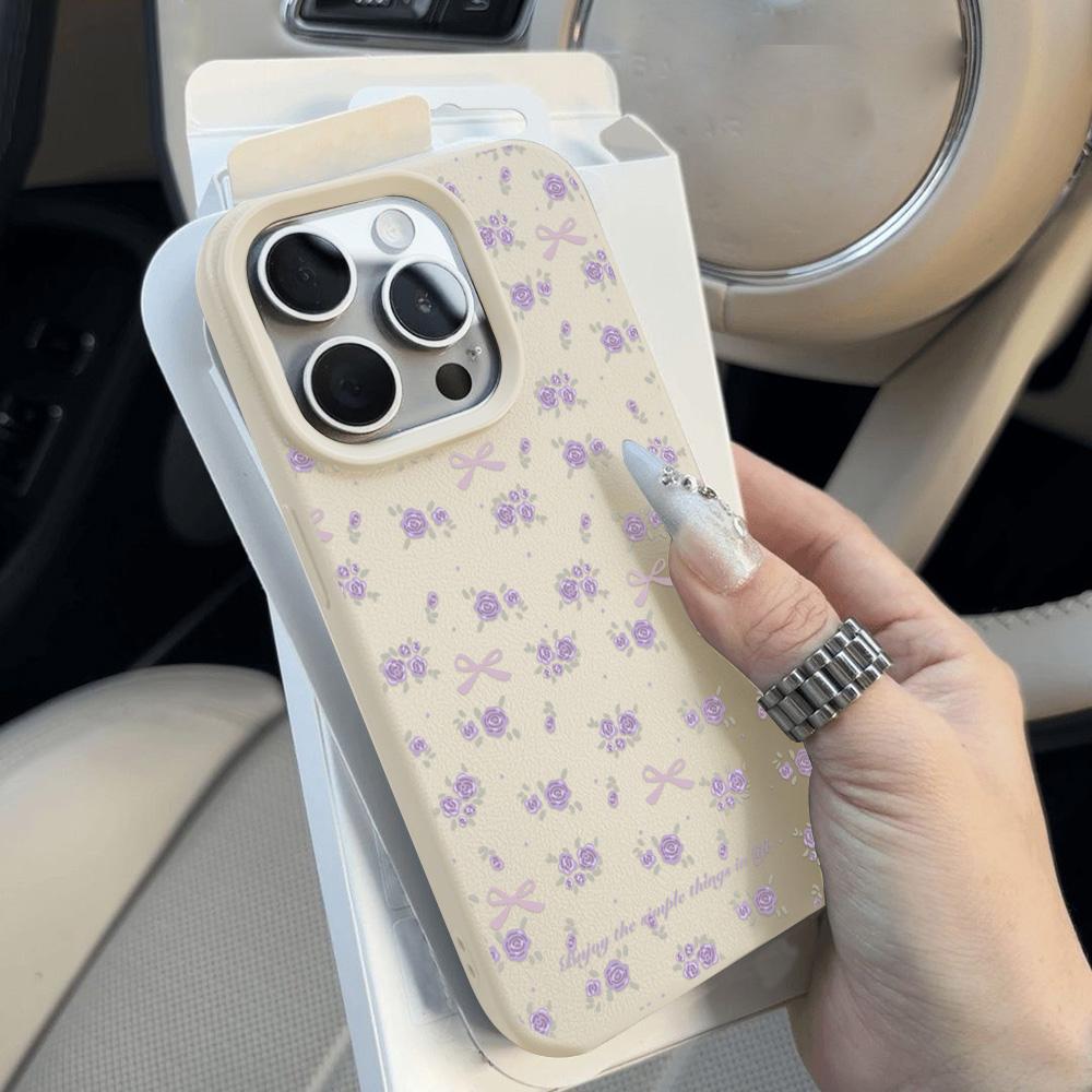 Flower Phone Case For iPhone 16 Pro Case for iPhone 11 12 13 14 15 Pro Max 16 Plus Silicone Soft Leather Texture Cover Fundas