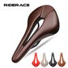 Bicycle Saddle Breathabl Hollow Design Pu Leather Soft Comfortable Seat MTB Mountain Road Bike One-Piece Cushion Cycling Parts