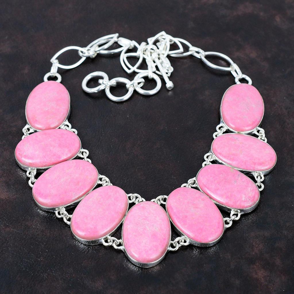 Ожерелье из тулита, ожерелье из стерлингового серебра 925 пробы, регулируемое ожерелье-цепочка, ожерелье ручной работы, серебряные украшения, ожерелье из драгоценных камней, подарок на годовщину