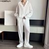 Весенние тонкие модные мужские рубашки с длинными рукавами и длинные брюки Домашняя одежда больших размеров 2 шт.