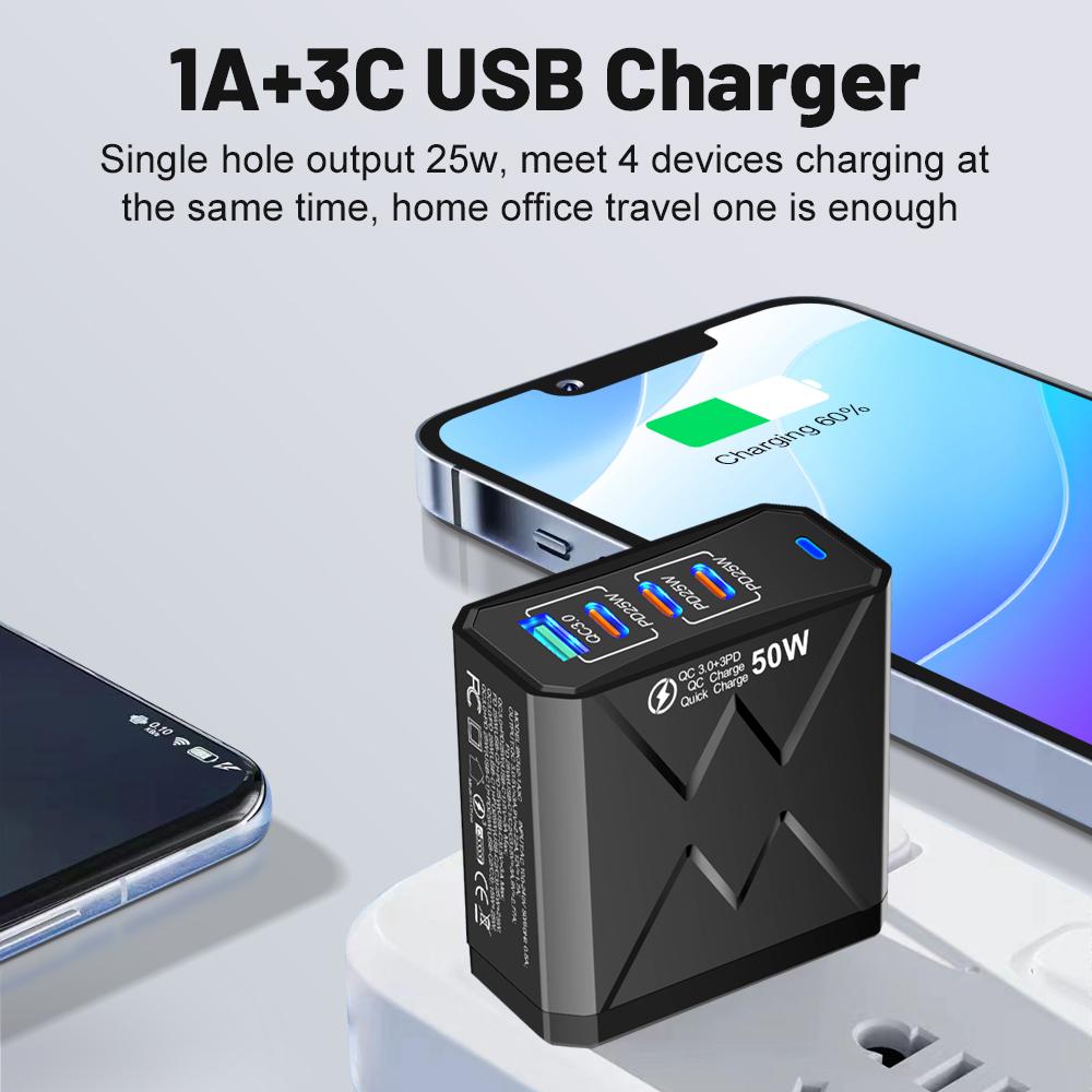 Всего 100 Вт 4 порта зарядное устройство USB быстрая зарядка 3.0 мобильный телефон настенный адаптер для iPhone Samsung Xiaomi быстрая зарядка